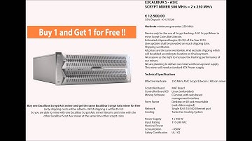 Scrypt Asic Miner Excalibur 5 - Buy 1 - Get 1 for free 500 MH/s