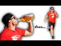 Drinking a 40oz Beer then Sprinting a 40 Yard Dash (NEW WORLD RECORD!)