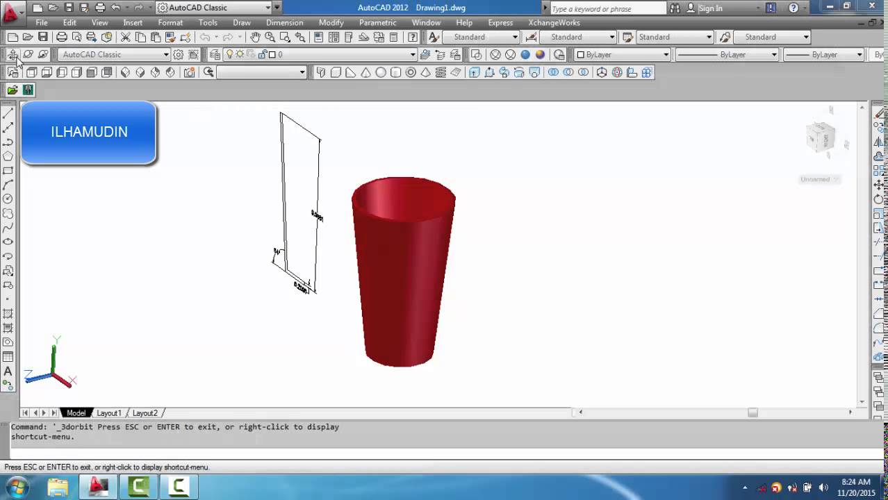 CARA MEMBUAT CANGKIR Di AutoCAD YouTube