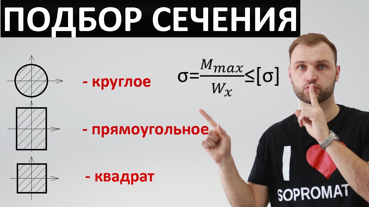 Подбор круглого, прямоугольного и квадратного сечения. Сопромат. - YouTube