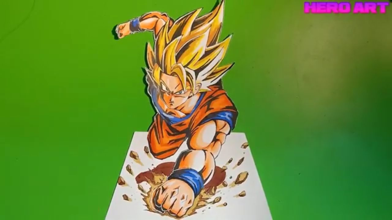 Cách Vẽ Tranh Goku Super Saiyan 3D Illusion How To Draw - Youtube