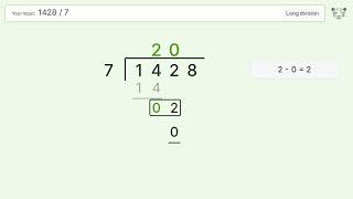 Long Division Problem 1428/7: Step-by-Step Video Solution