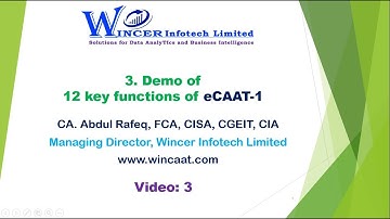 3. Walk-through and Demo of 12 Functions of eCAAT-1