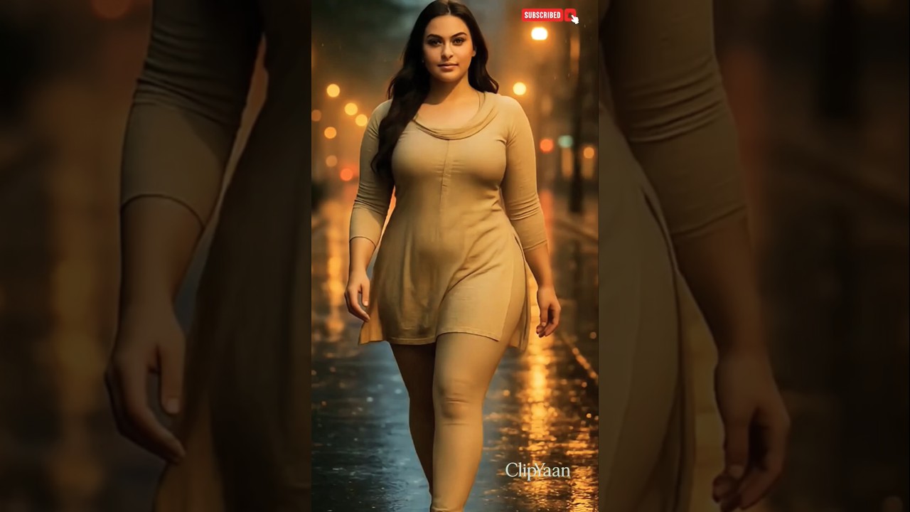 Pretty Curvy Girl Rules the Rainy Street 👑🌧️ | Elegant Walk with Confidence 