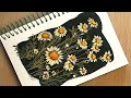 How to Paint Yellow Daisies in 10 Min/ Easy Flower Painting Tutorial for Beginners/ Skye Flowers