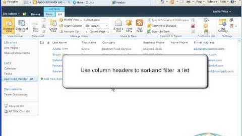 Working with a Contacts List in SharePoint 2010