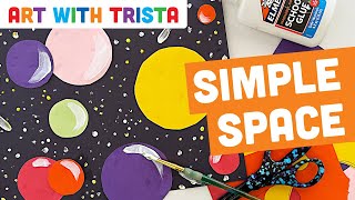 Simple Space collage and painting art lesson to teach the Element of Space art tutorial