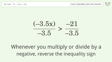 Solving Linear Inequalities: 71-3.5x is Smaller Than 50