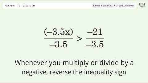 Solving Linear Inequalities: 71-3.5x is Smaller Than 50