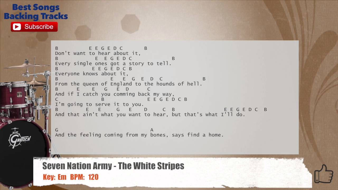 Seven Nation Army The White Stripes Drums Backing Track with chords