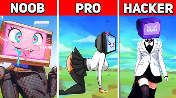 TV Women and TV Man Pixel Art: Noob, Pro, HACKER! Skibidi Toilet Characters