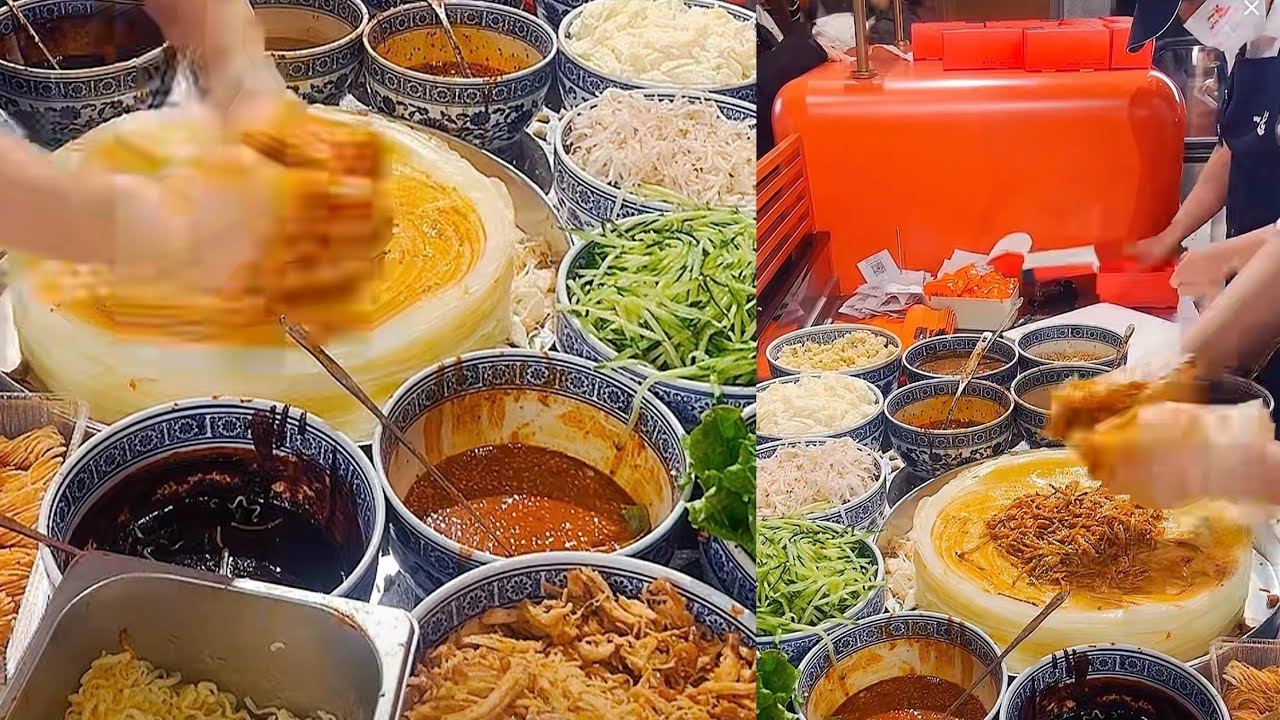 Cooking skin rice noodles roll,  delicious  food..  