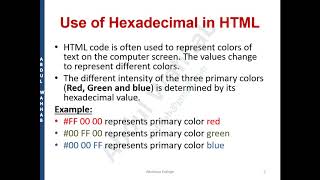 Uses of Hexadecimal Number system