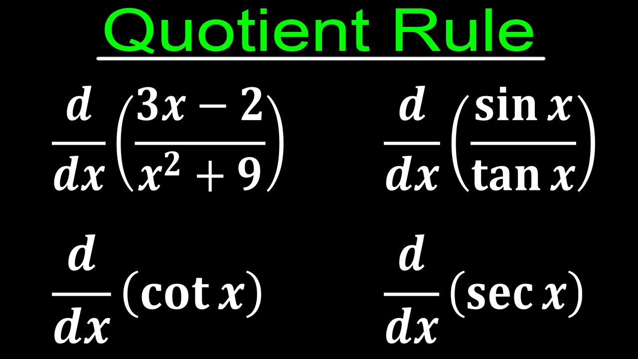 Quotient Rule Derivatives YouTube Quotient Rule Derivatives YouTube