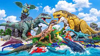Jurassic Park Diorama! Ocean Animals & Dinosaurs - Mosasaurus T-Rex Giganotosaurus
