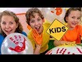 Color balloon paint hand prints with sign post kids