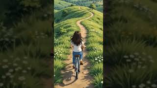 Cycling on a hill 🚲 🏔️#anime #cozyanimation #animation #studioghibli #asmr #ghiblianimation