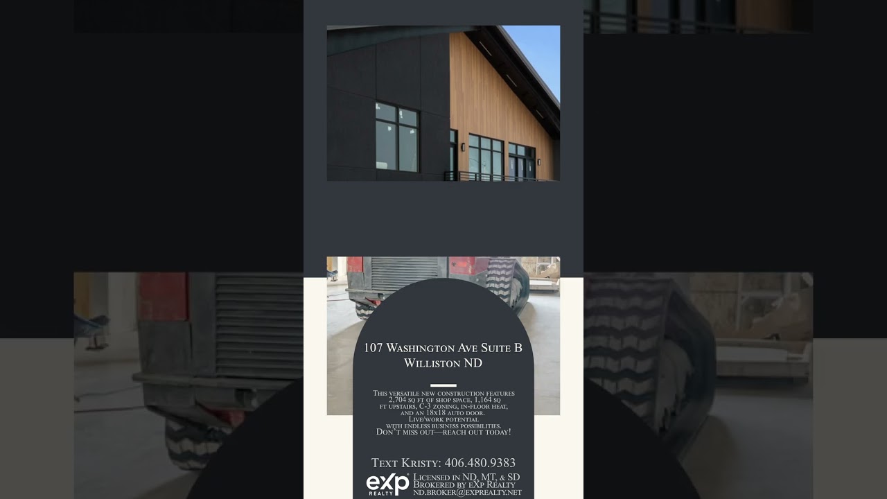 🚧 Brand-new C-3 zoned commercial building in Williston! 2,704 sq ft shop + 1,164 sq ...
