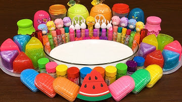 Mixing Random into GLOSSY Slime ! Satisfying Slime Video #1128