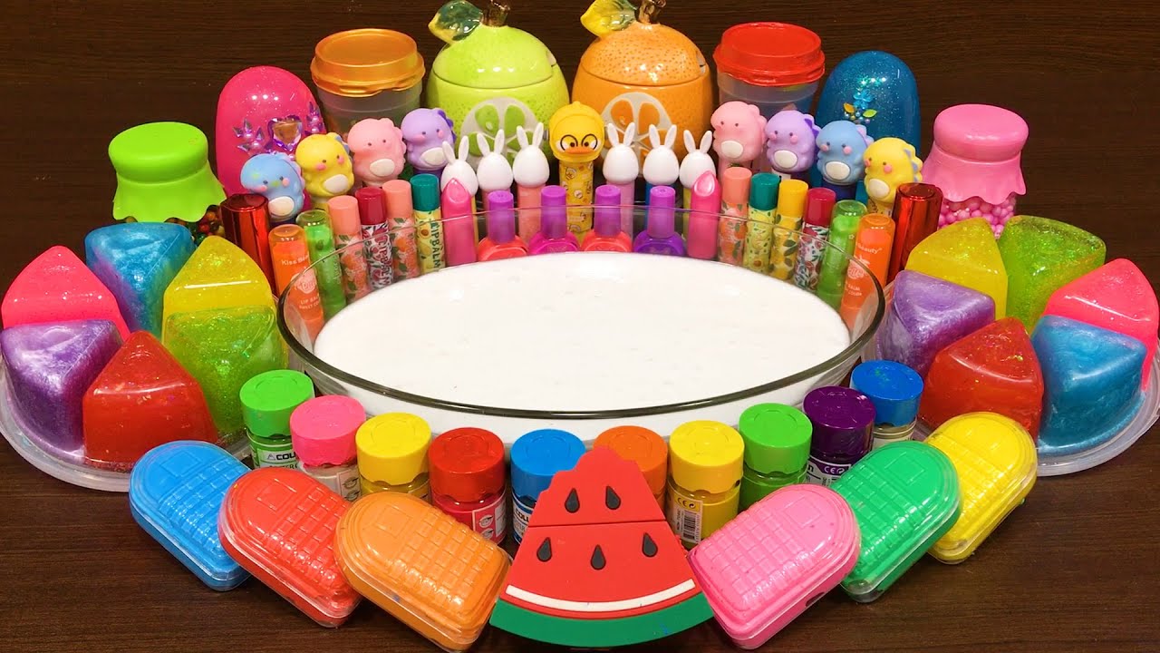 Mixing Random into GLOSSY Slime ! Satisfying Slime Video 