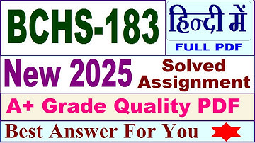 BCHS 183 solved assignment 2025 in Hindi || bchs 183 solved assignment 2024-25 || bchs183 2025
