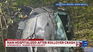Man hospitalized after rollover crash in Springfield