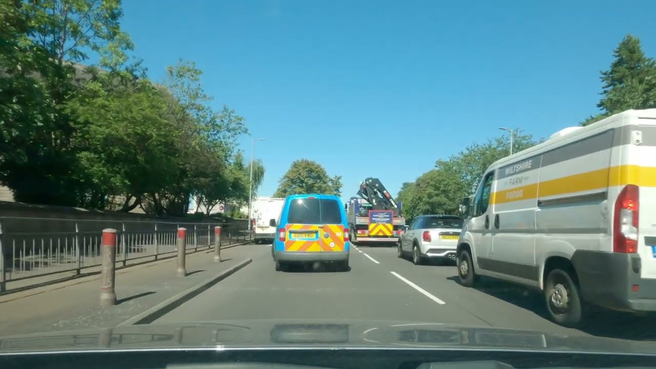 Driving in Scotland  / Clydebank - Dalmuir - Old Kilpatrick - Bowling  /  No music or talking