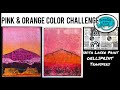 Gelliprinting for pink  orange color combo challenge