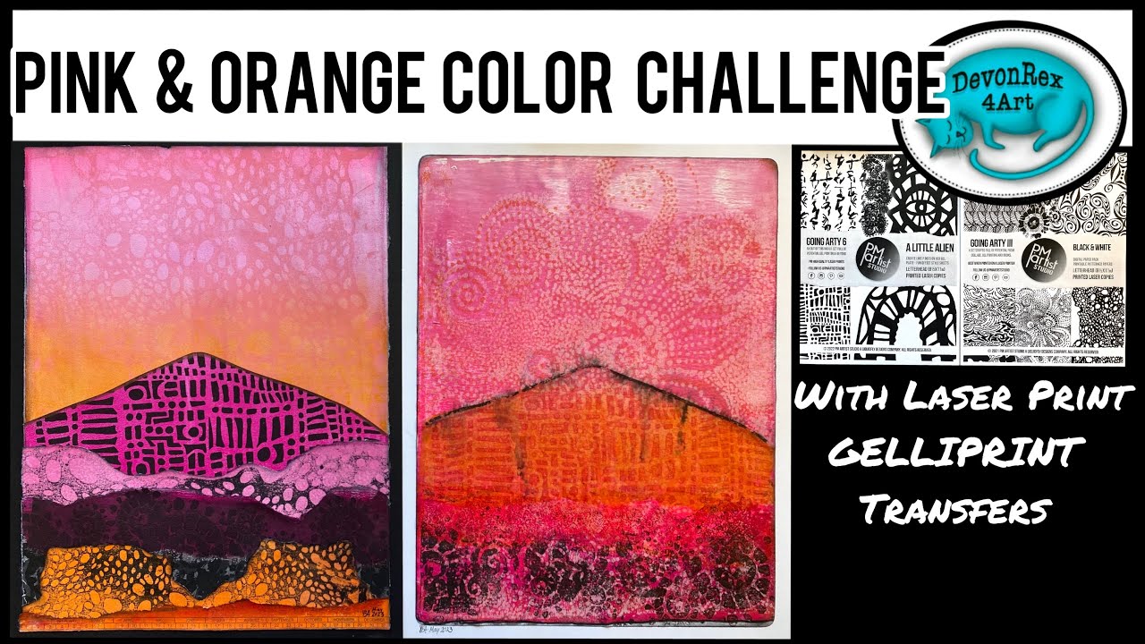 Gelliprinting for Pink & Orange Color Combo Challenge YouTube
