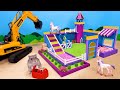 Master hamster builds mini rainbow castle farm for unicorn family