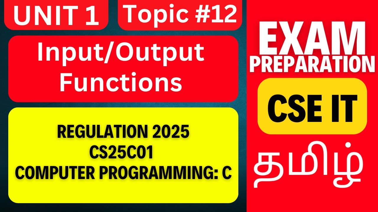 cs25c01 computer programming unit i cs25c01 computer... CS25C01 C Programming | Input & Output Functions in C | Anna - YouTube