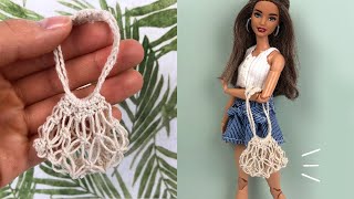 DIY Mini Macrame Bag | Bags for dolls | Miniature Ideas for Barbie | Barbie Clothes and Accessories