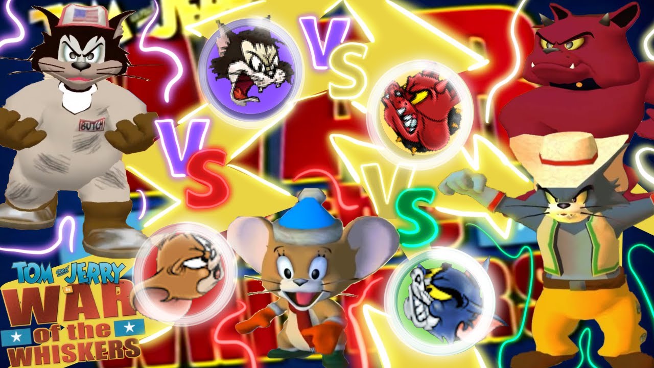 Tom and Jerry in War of the Whiskers Butch VS Jerry VS Spike VS Tom