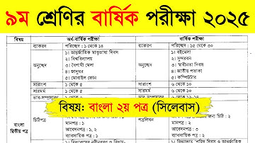 ৯ম শ্রেণির বার্ষিক পরীক্ষা ২০২৫ (বাংলা ২য় পত্র সিলেবাস) | Class 9 Bangla 2nd Paper Syllabus 2025