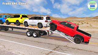 Toyota, Mercedes, Tractor, and Man Flatbed Truck vs Train – BeamNG.drive 567 screenshot 3
