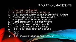 KALIMAT EFEKTIF, CIRI-CIRI, DAN CONTOH