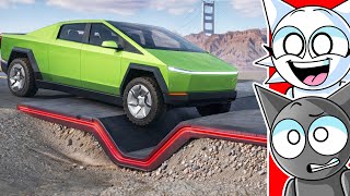 Cars vs Upside Down Speed Bumps Challenge in BeamNG Drive! screenshot 3
