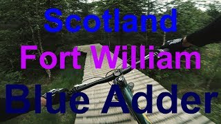 Mountain bike trail, Blue Adder at Fort William in Scotland.