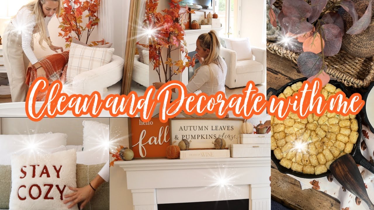 CLEAN WITH ME & DECORATE FOR FALL //  NEW FALL RECIPE: CHICKEN POT PIE WITH TATER TOT CRUST 🍂