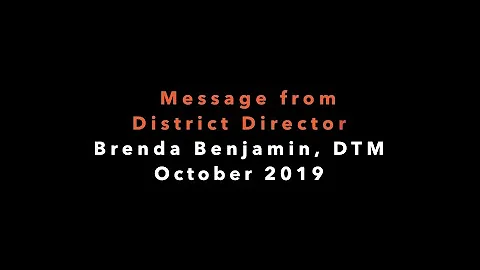Message from D14 District Director Brenda Benjamin