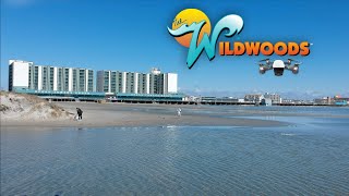 The Wildwood Beach after a rain Storm Completely Flooded Drone Footage Video