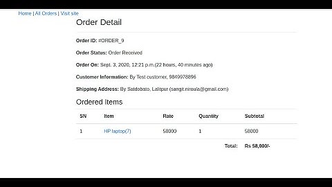 Ecommerce Site using Django Framework | Part 11 | Admin Panel, Order Detail