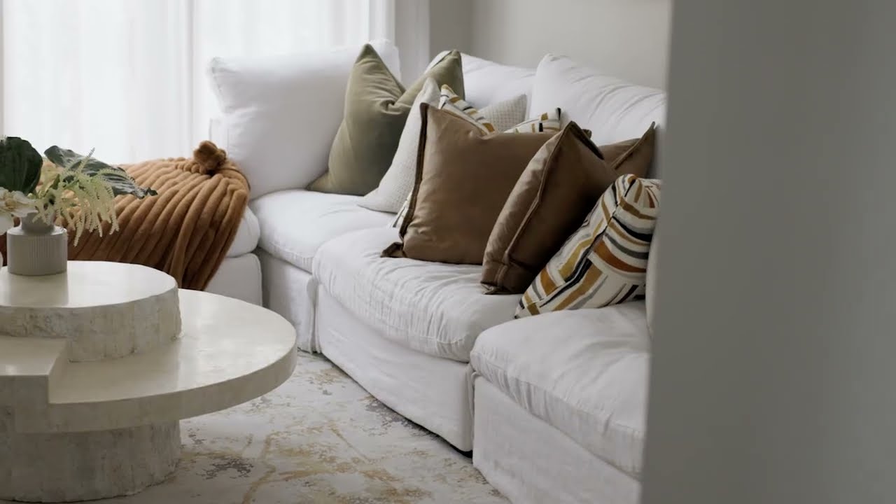 Adding a patterned rug to a space can create visual interest!