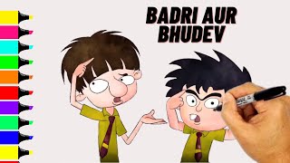 How to draw Badri aur bhudev | Coloring Badri and Budh | How to draw