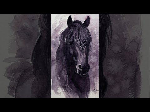 Watercolor Friesian Horse