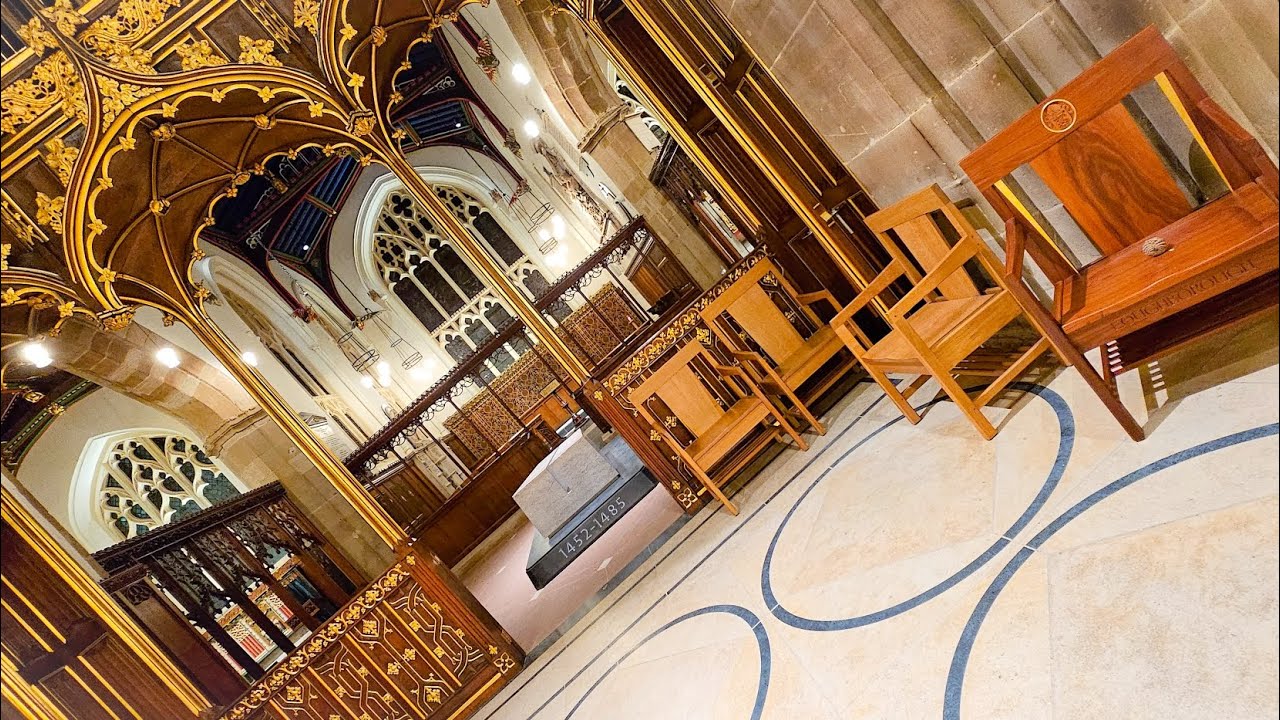 Leicester Cathedral inside after 2 years of development works. Reopening England UK Heritage.