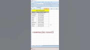 Excel Me Age Calculate Kaise Karein | YEARFRAC Formula Ka Use #excelshorts #excelformula #excel