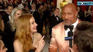 Jessica Chastain & The Rock COLLIDE on the Oscars Red Carpet (Exclusive)
