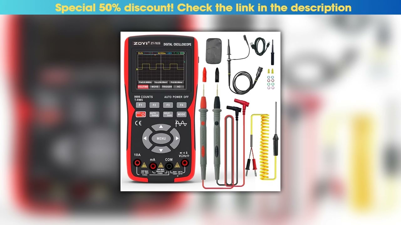 Today Only ZOYI ZT-702S 2 in 1 Handheld Digital Automotive Oscilloscope Multimeter, Single Channel•