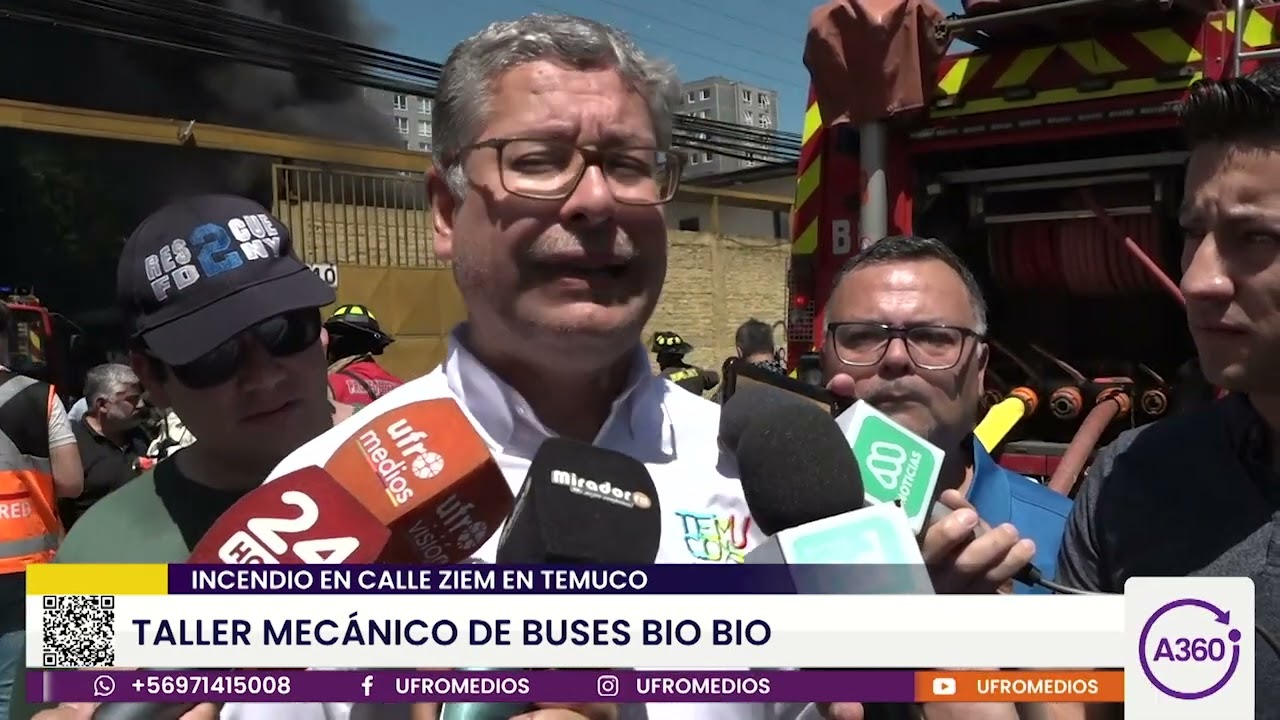 Incendio en Calle Ziem en Temuco: Taller mecánico de buses Bío Bío afectado | ARAUCANÍA 360°